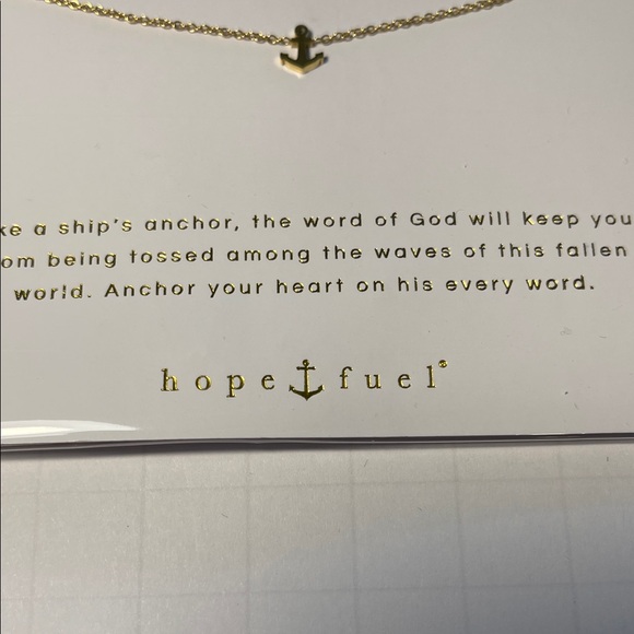 Hope ⚓️ Fuel Gold Anchor 15 inch Necklace with 2 inch extender New in Box * - Picture 2 of 3